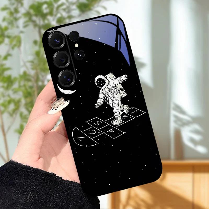Для Samsung S23 S24 Ultra Модный чехол S24 Plus / S23+ S24+ Жесткий ПК Закаленное стекло Чехол для телефона Для Galaxy S23 FE Защитное стекло