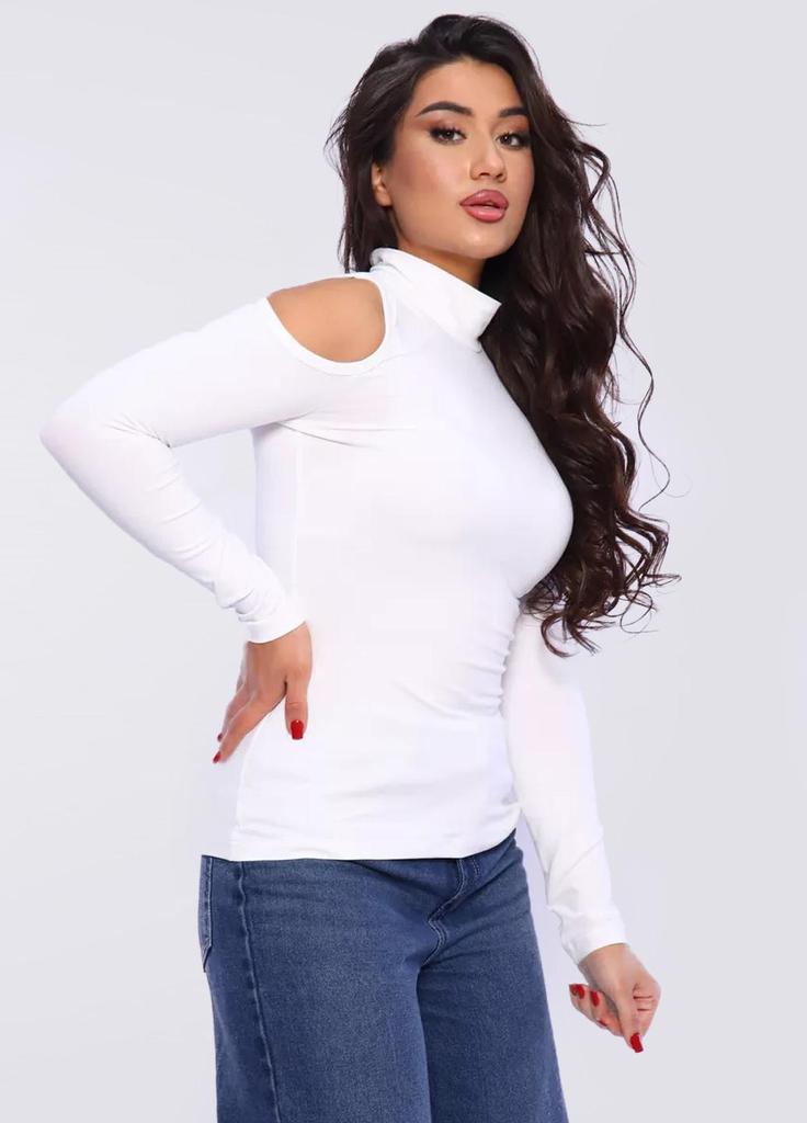 Лонгслив хлопковый с открытыми плечами