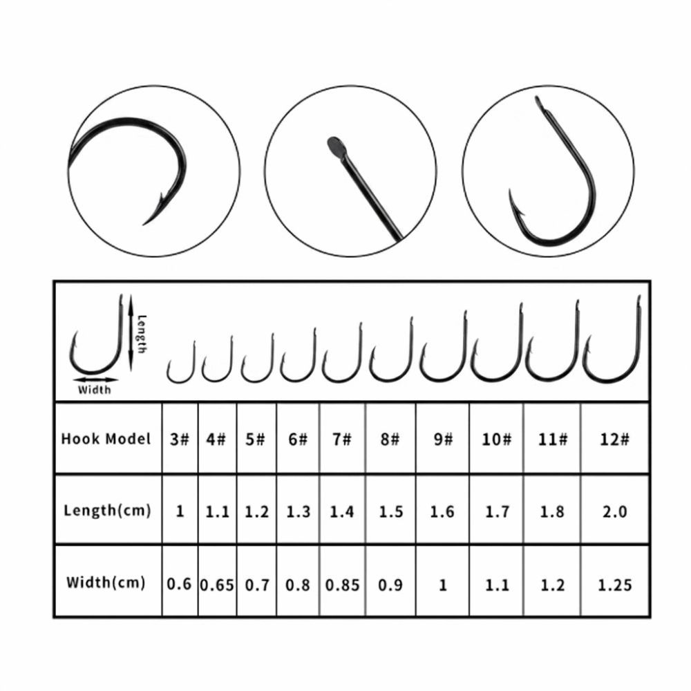 500PCS Sharpened Barb Fishing Hooks Set High Carbon Steel Fishing Hooks  Freshwater Fishing