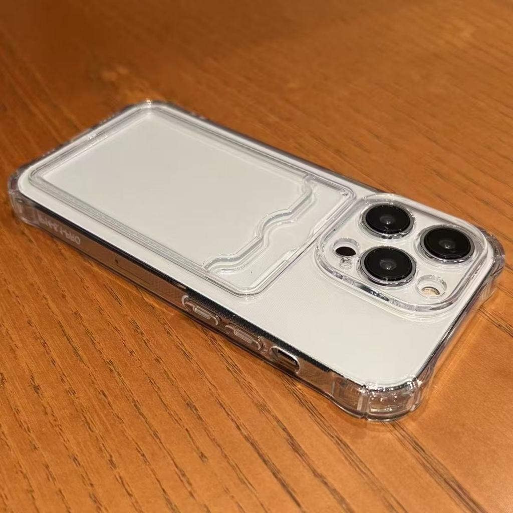 Кошелек-картхолдер Прозрачный Мягкий Чехол Для iphone 11 12 13 mini 14 15 16 Plus 17 Pro Max Air X XR Xs Max 16e 17e Силиконовый Чехол