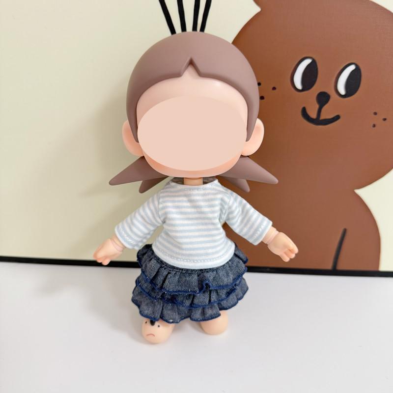 [Только одежда] Одежда для кук BJD 20 см Крутая полосатая футболка Набор с юбкой-тортом Премиальный наряд с аксессуарами