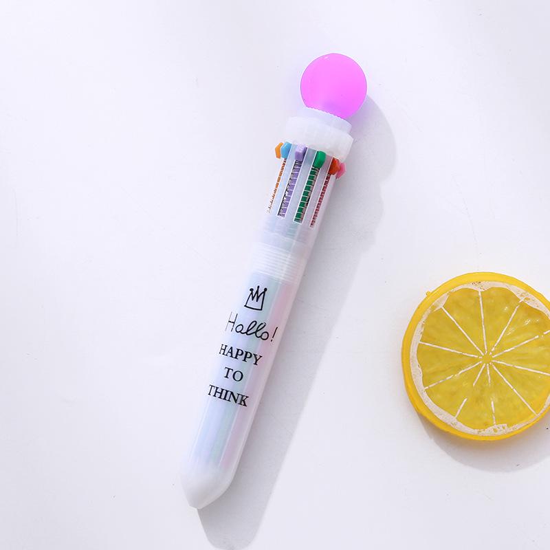 1pcs Creative Multicolor Office School Ballpoint Pen For Kids Gift Fashion 10 Colors Stationary Writing Pens Simple Signing Pen