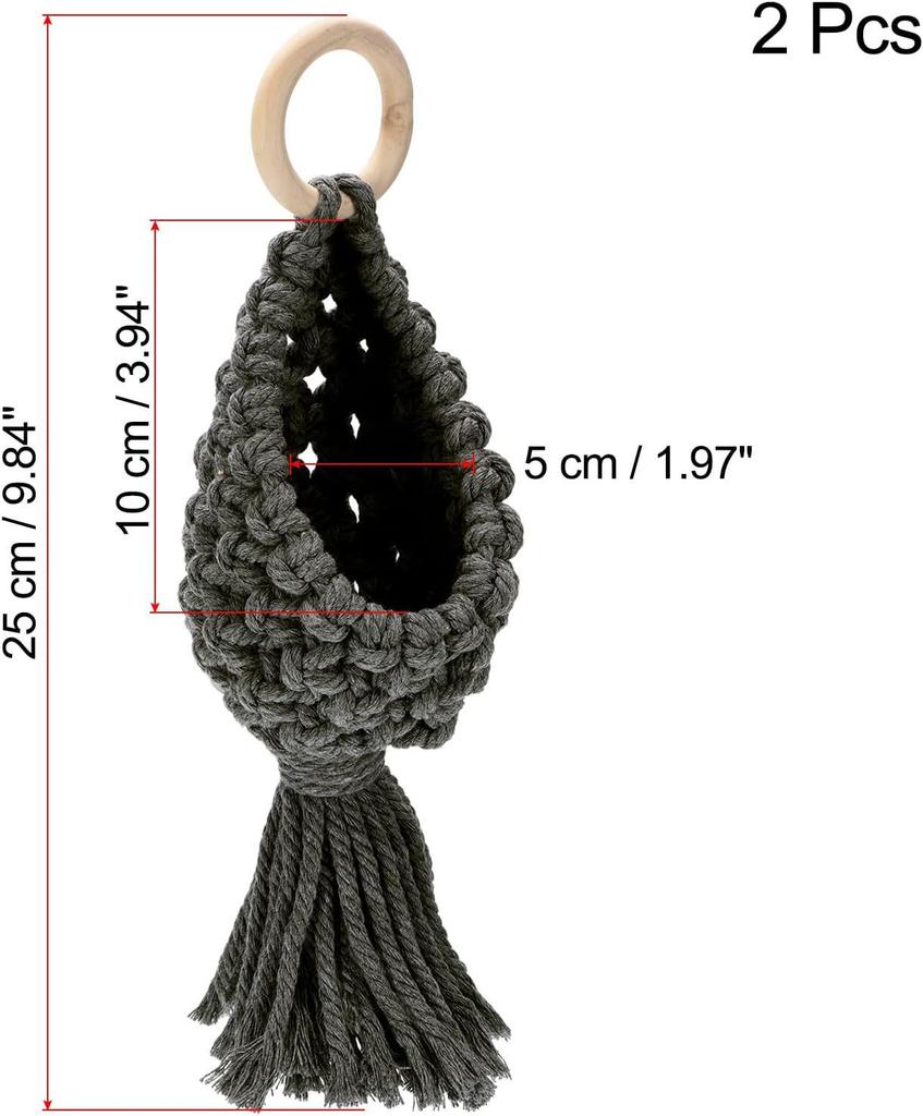 Mini Hallway Hanging Ornament: Woven Cotton Mesh Bag for Green Plant or Bird's Nest