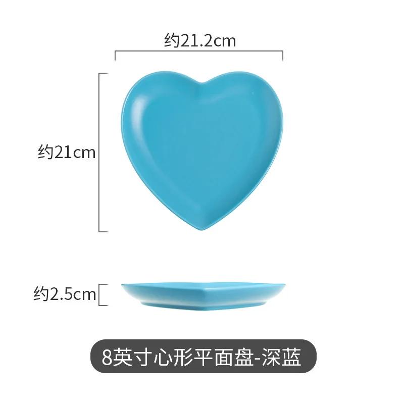 Creative Color Heart 6/8 Inch Ceramic Plate Irregular Ceramic Baking Plate Dinner Salad Dessert Plates Tableware Cooking Dishes
