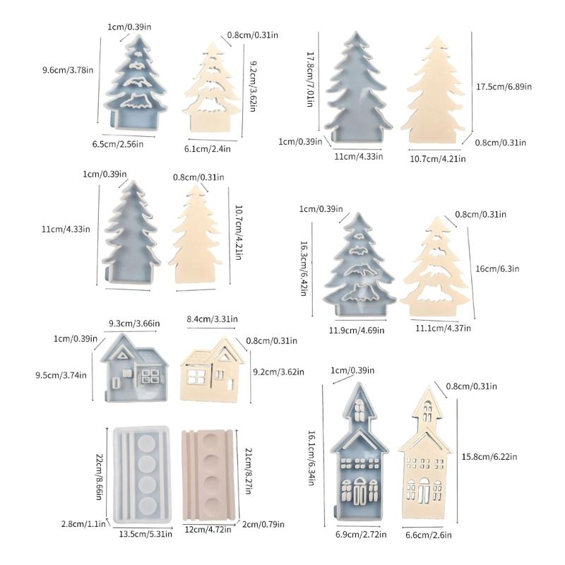 Силиконовые формы для рукоделия, полимерные формы, форма дома для рождественской елки, формы для легкого деформирования, формы для подсвечников, силиконовая текстура