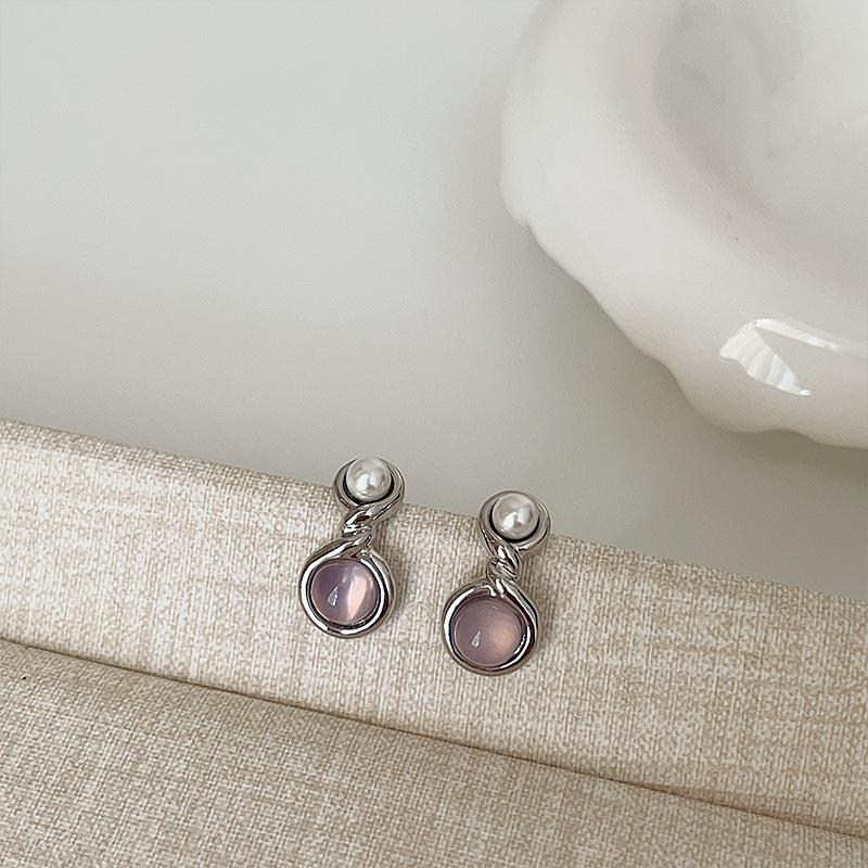 Серьги-гвоздики Twist Metal Pearl Opal, женские, нишевые, дизайнерские, Sense Light, роскошные, ретро, элегантные, универсальные серьги