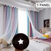 1 Panel Star Curtains Stars Blackout Curtains for Kids Girls Living Room Colorful Double Layer Star Window Curtains