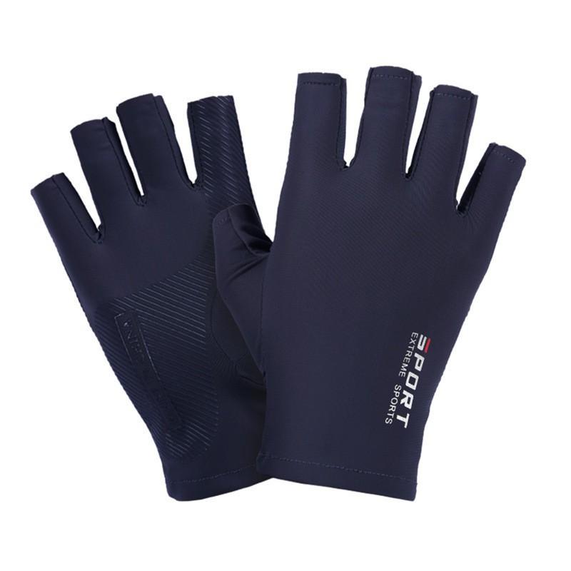 Men Women Lightweight Ice Silk Anti-Slip Driving Cycling Delivery Fishing Half-Finger Two-Finger Touchscreen Gloves