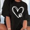 Футболка с круглым вырезом и принтом «Любовь», повседневные свободные летние футболки с короткими рукавами, топы для женщин