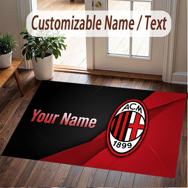 Custom Rug AC Milan Pattern Print Name Text Soft Non‑Slip Floor Carpet for Home Indoor Decoration