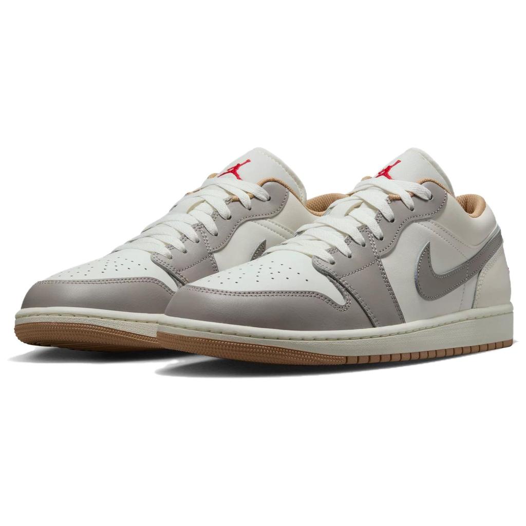 Jordan Air Jordan 1 Низкие винтажные баскетбольные кроссовки с защитой от скольжения и истирания Мужские Бежево-серые 553558-169