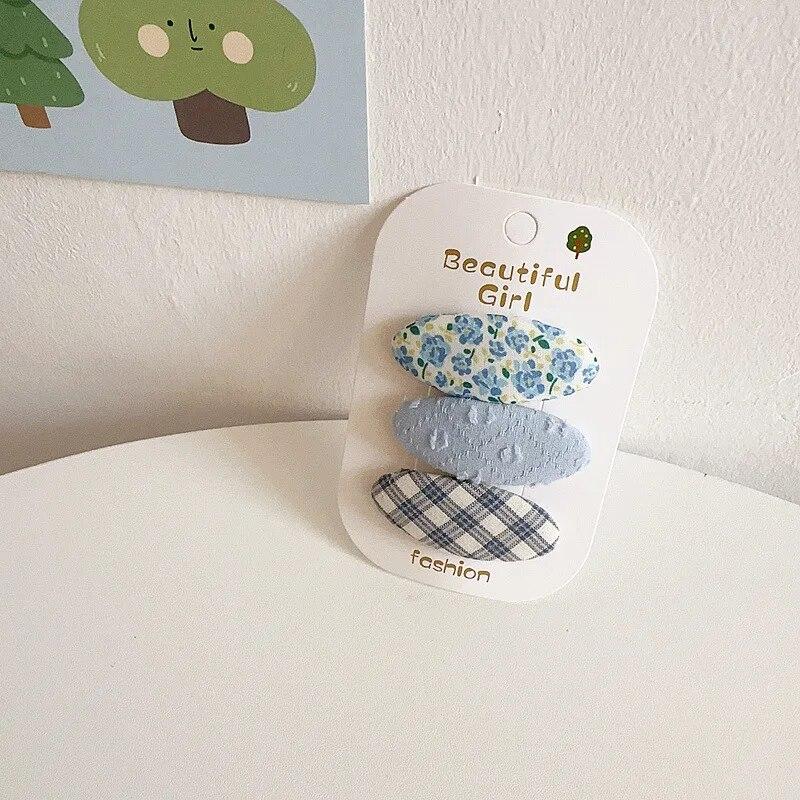 3 шт./компл. заколка для волос в стиле ретро, ​​однотонная полосатая заколка для волос для девочек, эстетичные винтажные заколки с цветочным принтом, детские головные уборы