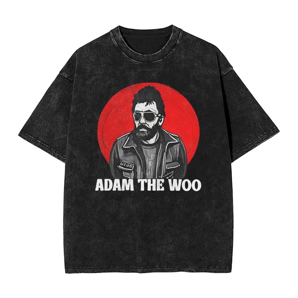 Adam The Woo Washed T Shirt Couple Y2K Retro Cotton T Shirts Summer Breathable Harajuku Tee Shirt Loose Plus Size Clothing
