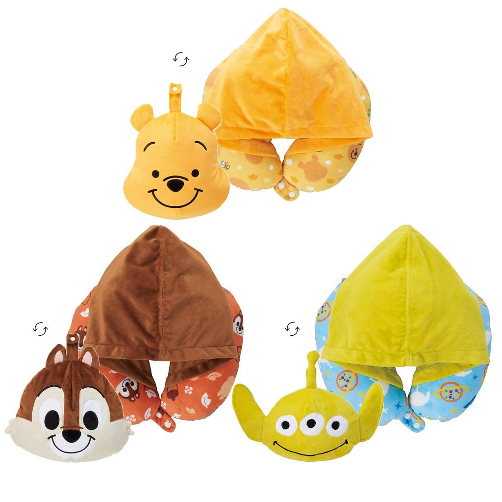 Подушка-подголовник с капюшоном Marushin, Disney Чип и Дейл, Расслабляющая/Чип, С бусинами, Двусторонняя, Превращается в плюшевую игрушку, 2215038100