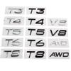 3D Chrome ABS T0/T3/T4/T5/T6/T7/T8/V8 AWD Lettering Emblem Trunk Badge For XC40 XC60 XC70 XC90