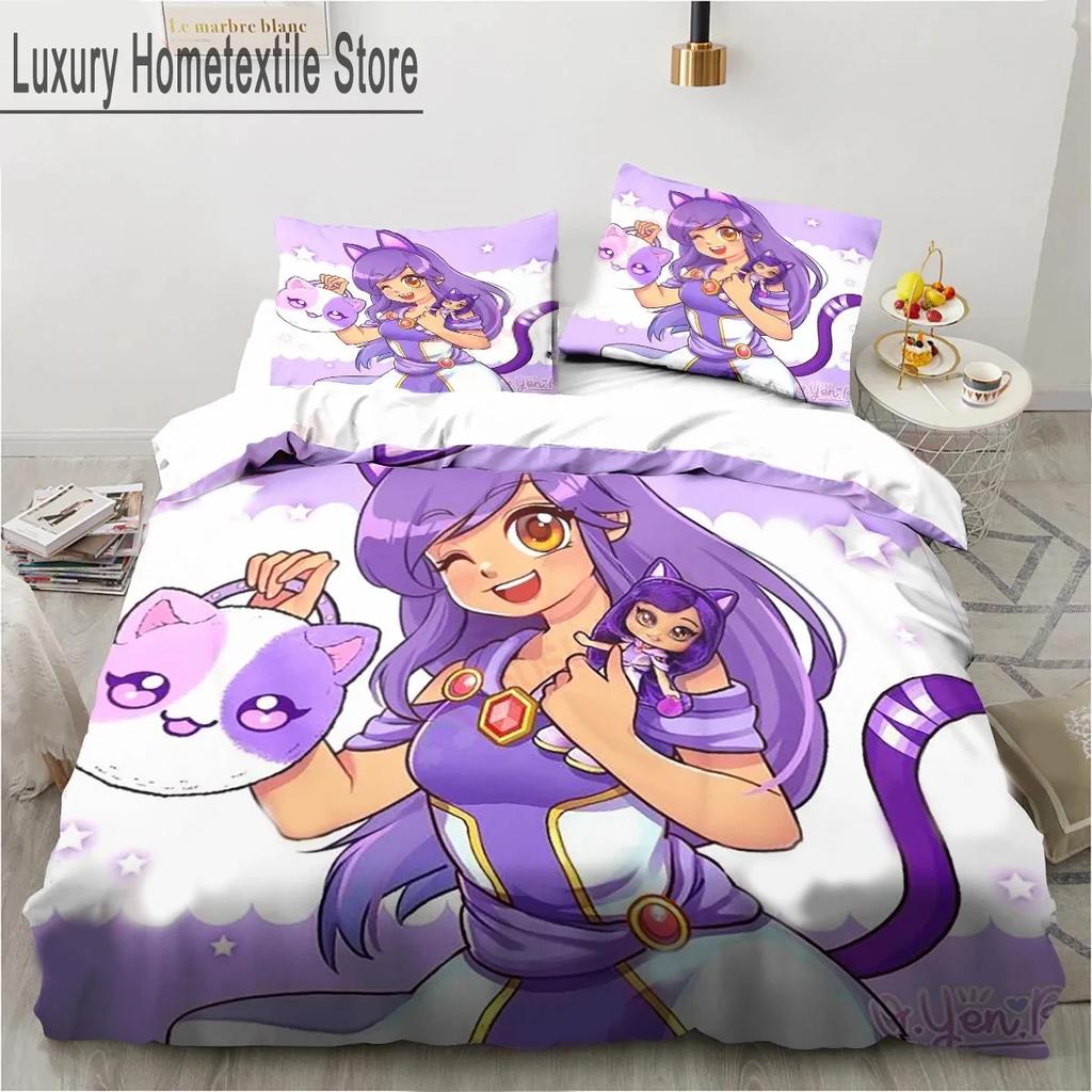 Cartoon Game Cute Aphmau With Wings Bedding Set Boys Girls Twin Queen King Size Duvet Cover Pillowcase Bed Boys Adult