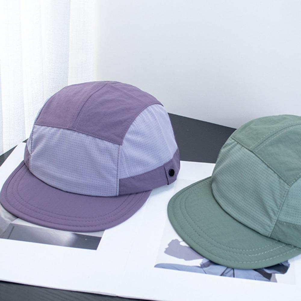 Breathable Flat-brimmed Cap Japanese 5-panel Baseball Cap Casual Mens Mesh Hat Running