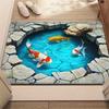 Коврик для пруда с кои для ванной комнаты - 3D эффект воды, декор для пола, вдохновленные дзен-садом домашние аксессуары, противоскользящий ковер