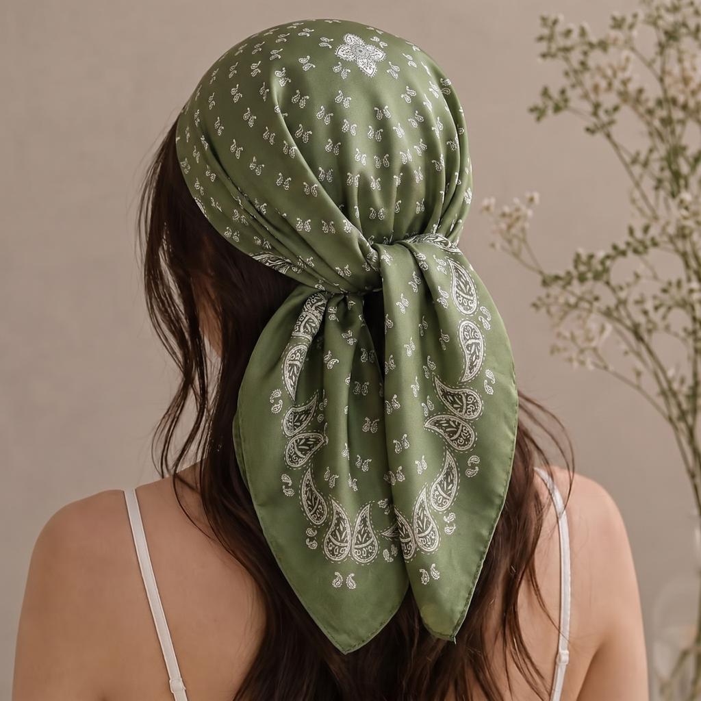 Square Scarf Female Hijab Headscarf Bandana Handkerchief Silk Scarves Woman Luxury Windproof Turban Headband Retro Bohemian