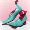 Туфли-лодочки странного стиля с квадратным носком и круглым каблуком 2025 Весна Новые на платформе Ретро Сандалии на толстом каблуке Красный каблук Шнуровка Женские