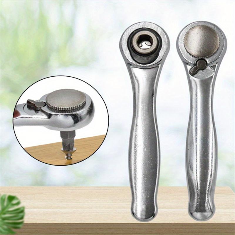 1pc Mini Ratchet Wrench 1/4 Socket Bidirectional Forward And Reverse Quick Screwdriver Cross Multi-function Set-Interface
