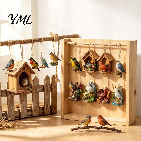 Christmas Countdown Calendar Bird Themed Advent Calendar, 24Pcs Acrylic 2D Ornament Set with Seasonal Hanging Decor String, Tree Decor, Holiday