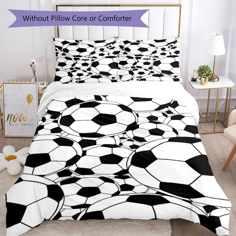 3pcs Soccer Bedding Set Duvet Cover Closure Includes 1 Duvet Cover & 2 Pillowcases, Soft and Comfortable for All Seasons.