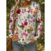 Women's 3D Colorful Floral Print T-shirt Fashion Long Sleeve Round Neck Regular Tops Holiday Weekend Spring Autumn