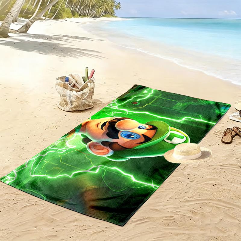 Luigi & Mario Car Trip Print Beach Towel, Large Soft Quick Dry Towel for Beach Camping Swimming