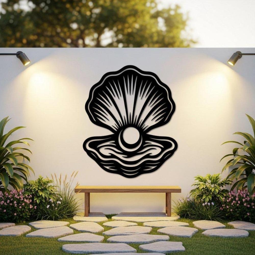 Metal Seashell Wall Art Pearl Oyster Beach House Decor Coastal Ocean Metal Wall Art Sign Sea Lover Gift