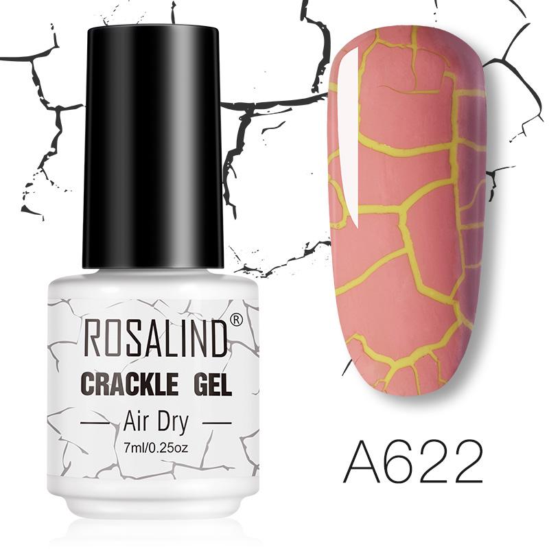 ROSALIND 12 Colors Cracked Nail Gel Varnish Hybrid Crackle Manicure Acrylic Art UV Gel Semi Permanent with Base Top Coat