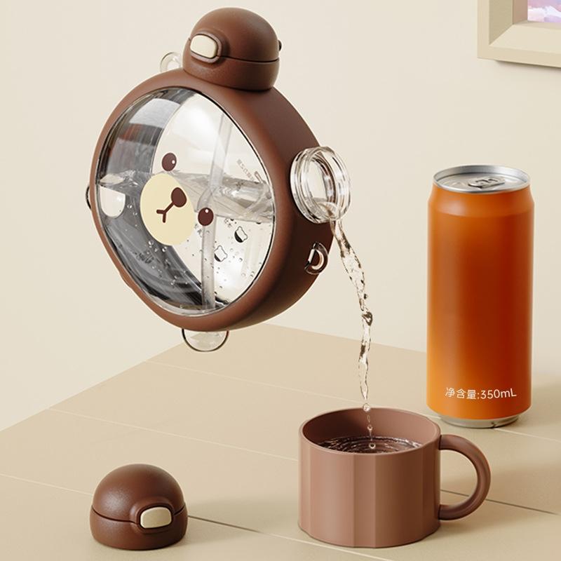 750 мл чайник с милым медведем, соломенная чашка для воды, летняя большая емкость, пластиковая соломенная чашка для питья, кавайная детская чашка для воды для школы