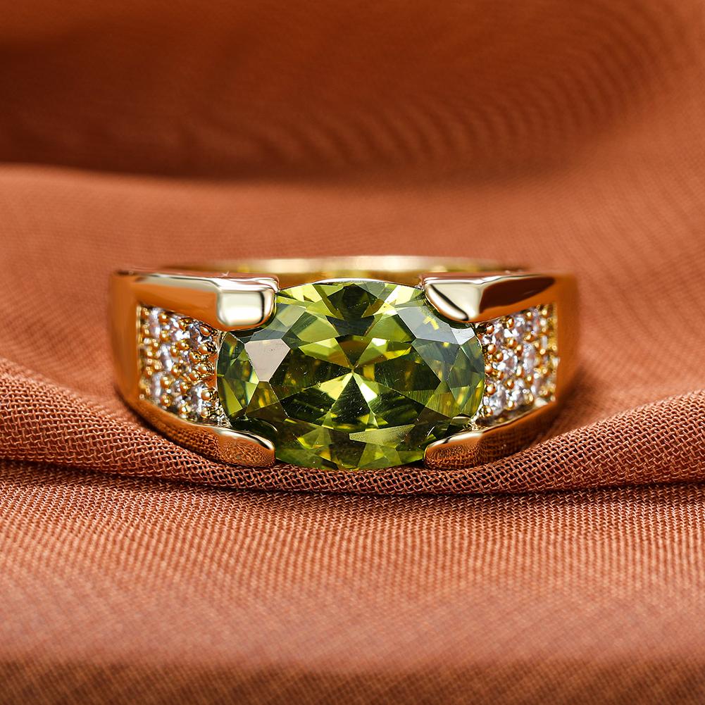 Модные ювелирные изделия золотого цвета, большие круглые овальные огранки, оливково-зеленый камень, кольцо для невесты, обручальные кольца для женщин, подарки на годовщину