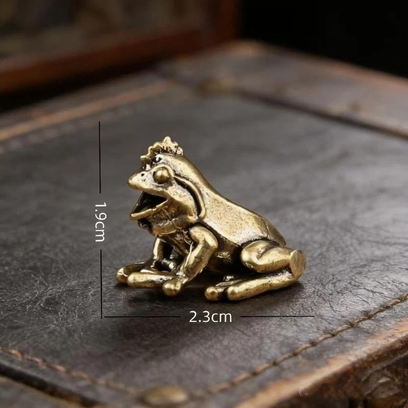 Alloy Zen Meditation Frog Statue Durable Alloy Vintage Texture Small Figurine for Tea Table Home Decor