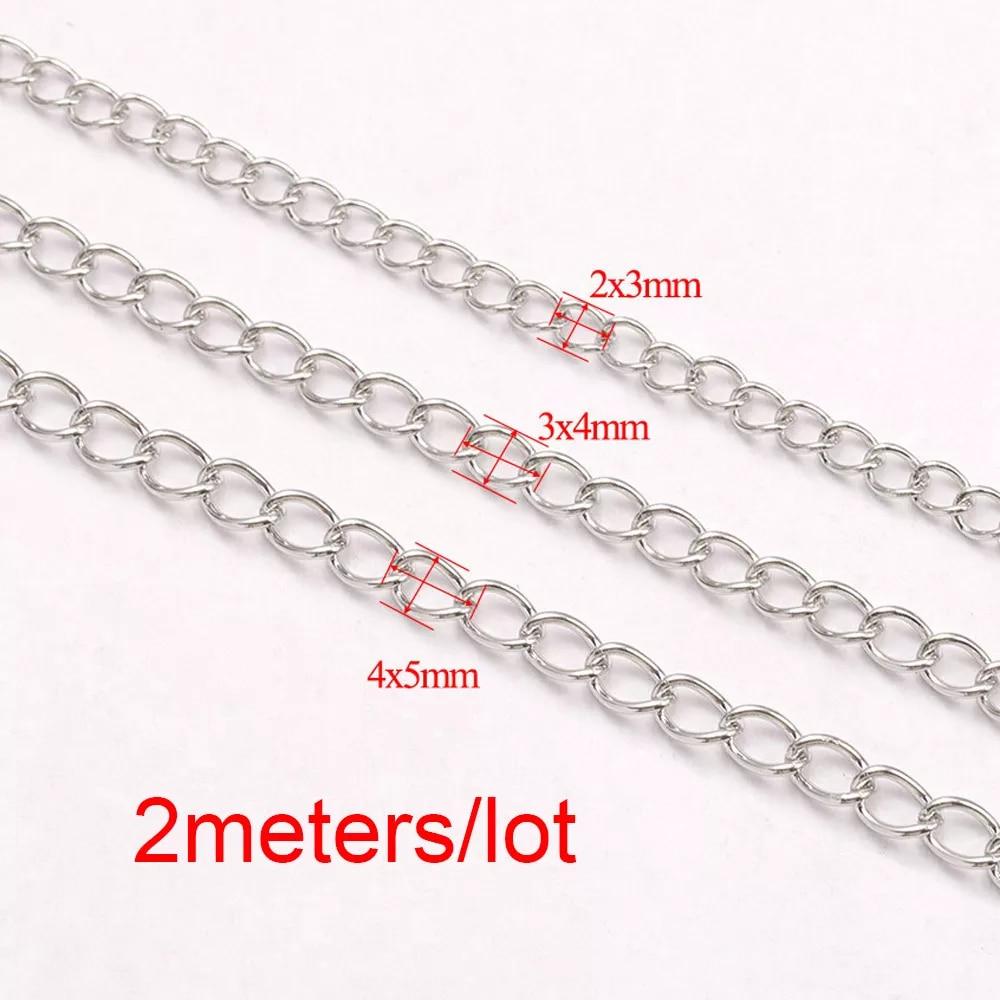 2meters Stainless Steel Extension Chain Gold Color Necklace Bracelet Supplies Chain Wholesale Accessories for Jewelry Making DIY