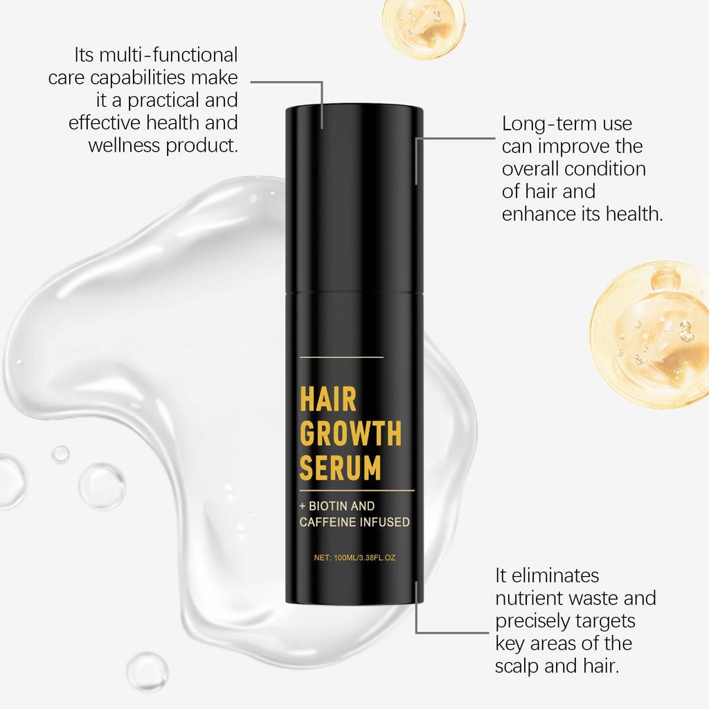 Сыворотка с биотином для лечения выпадения волос, стимуляции роста волос, ухода за кожей головы, для более густых поврежденных волос, с корнем имбиря, кофеином, сыворотка для волос