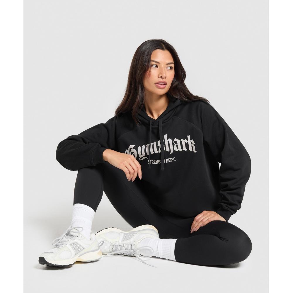 Gymshark Толстовка с капюшоном Strength Department Graphic Black B3c3q Bb2j