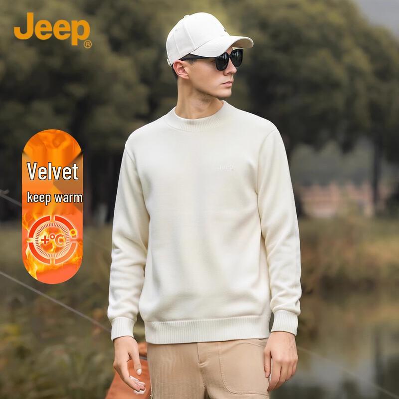 Jeep Men's Embroidered Fleece Lined Crew Neck Sweater
