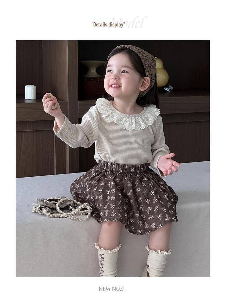 Комплект осенней цветочной кукольной рубашки и юбки для девочек 2025