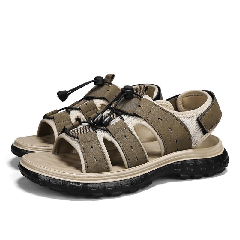 Мода 2024 года, новые сандалии ручной работы, мужские дышащие летние туфли, мужские сандалии для отдыха на открытом воздухе, противоскользящие пляжные сандалии, полые туфли