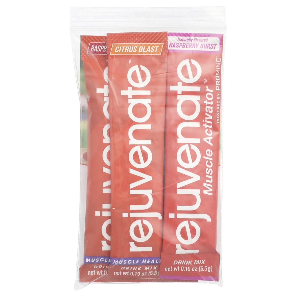 Rejuvenate Rejuvenate Muscle Activator™, Drink Mix, Raspberry Burst, Citrus Blast, 4 Stick Packs, 5.5 G (0.19 Oz) Each