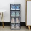 Shoe Storage Box Transparent Visible Square Shoe Container Stackable Large Space Hollow Out Back Breathable Shoe Organizer