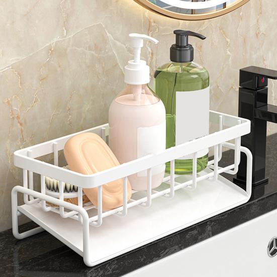 Drain Rack Kitchen Sponge Organizer Large Capacity Multipurpose Self-draining Countertop Dish Soap Holder Sink Caddy