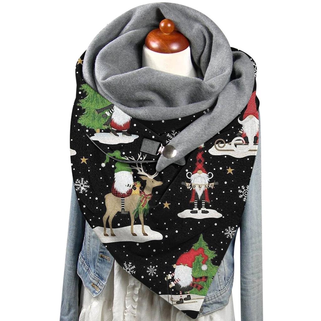 Women Christmas Printing Scarf Fashion Multi-Purpose Shawl Scarf