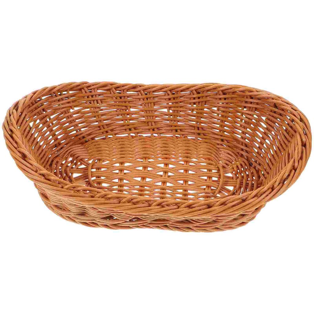 Rattan Storage Basket Baskets Woven Hand Snacks Dining Table Tabletop Fruits Bread