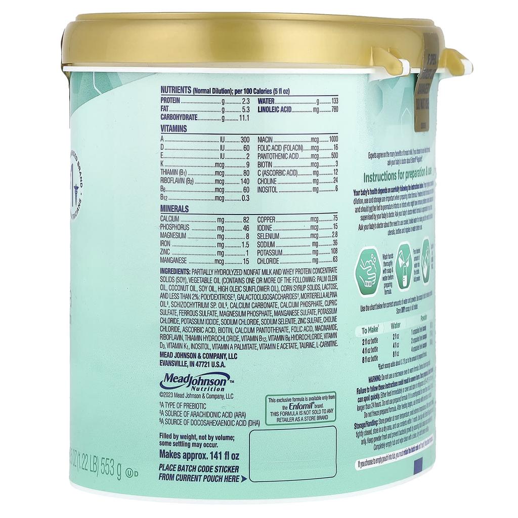 Enfamil Reguline® Infant Formula, Milk-Based Powder with Iron, 0-12 Months, 553 G (19.5 Oz)