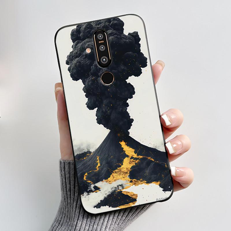 Чехол для телефона Nokia 8.1 Plus / Nokia X71, Чехол для телефона, Узор «Обширные луга с красивыми полевыми цветами», Мягкий черный чехол, Защита от царапин