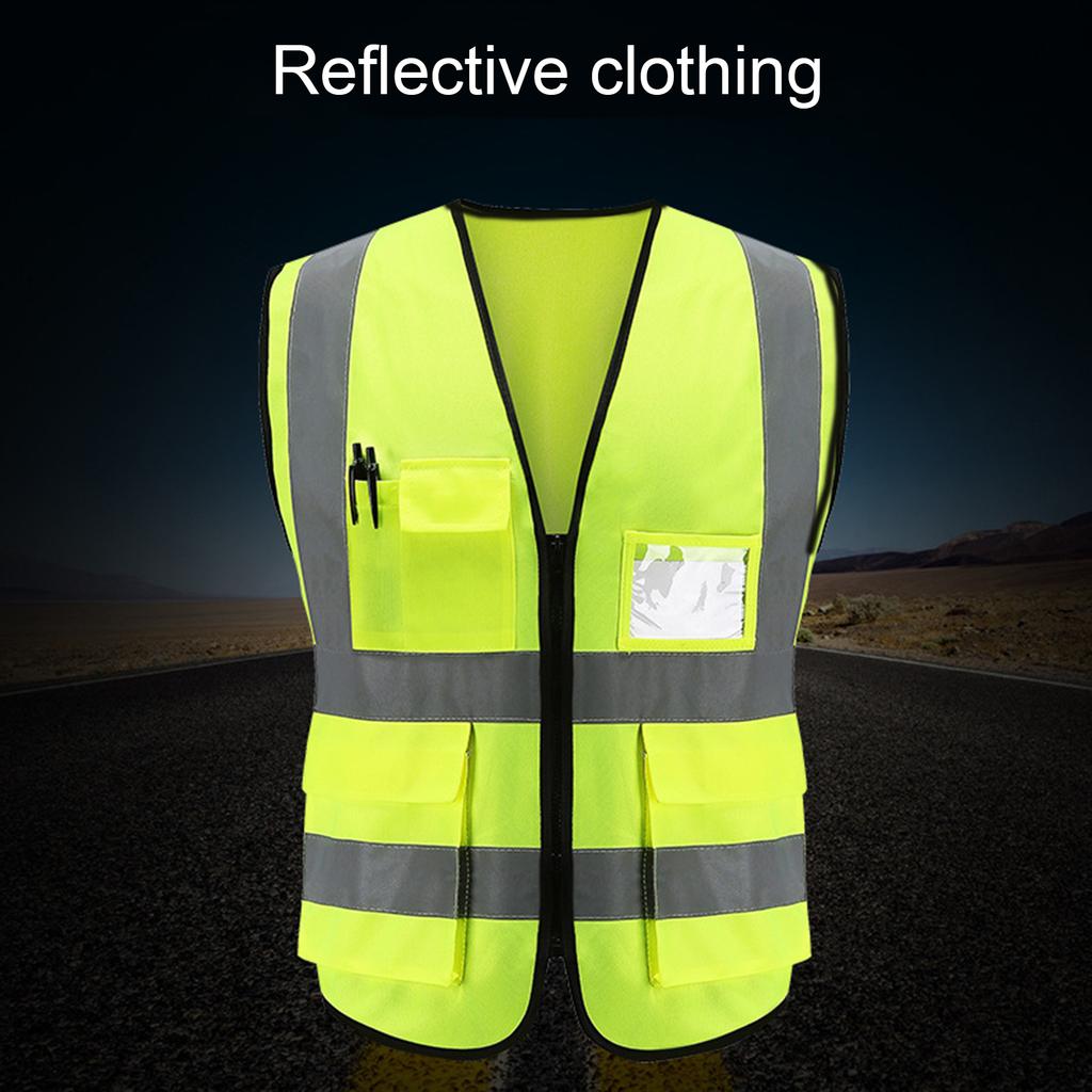 RS-SE Высокая видимость Основа Трикотажная ткань Многокарманный защитный жилет Светоотражающая одежда
