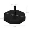 Black Parasol base, octagonal parasol stand, parasol holder, stand for parasols with 38/48mm tube diameter, for balcony, terrace, garden