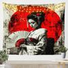 Geisha TapestriesJapanese Kimono MtFuji Tapestry For BedroomRomantic Pink Cherry Blossom Wall Tapestry For Girls WomenRed